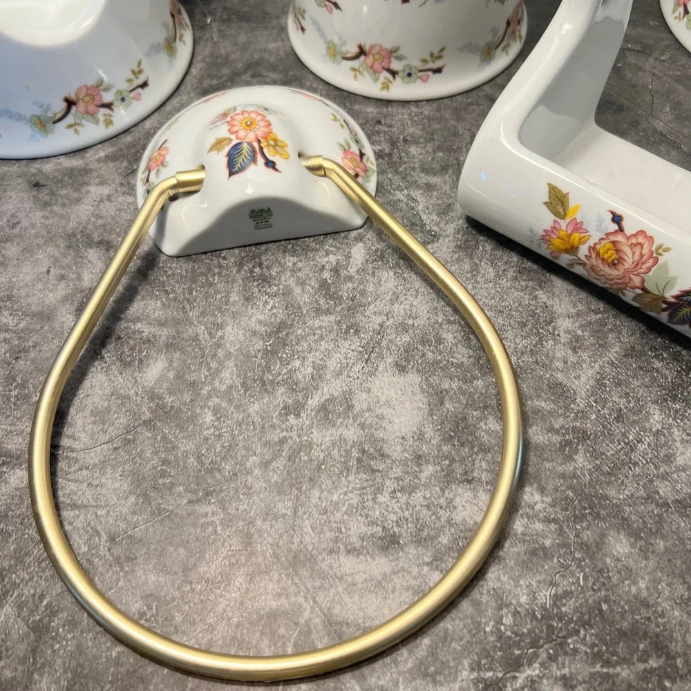 Vintage Porcelain Transferware Floral Bathroom Set | *SEE NOTE | Cottage